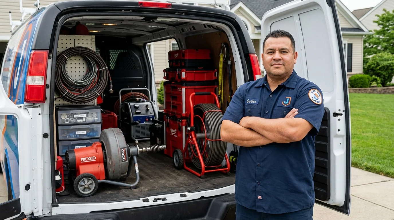 Professional drain cleaning equipment and Johns Plumbing LLC plumber in Republic