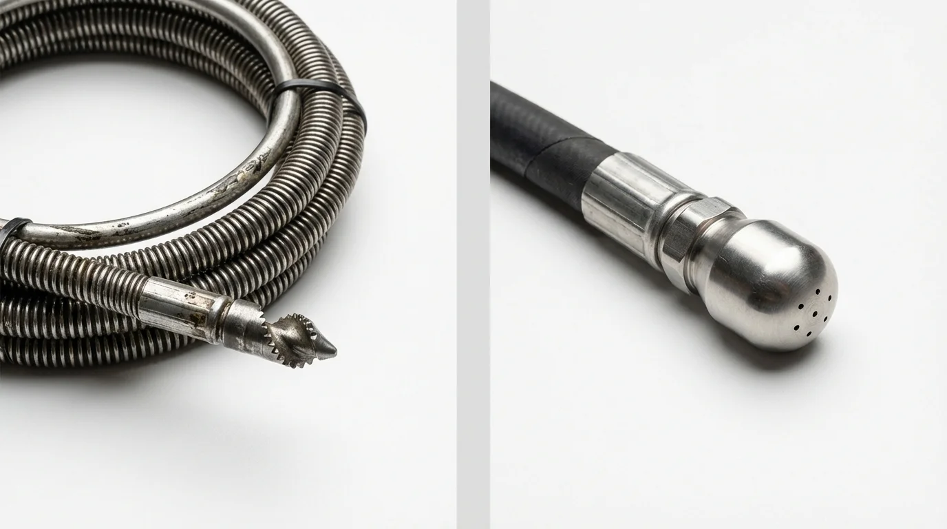 Drain snake cable and hydro jetting nozzle used for drain cleaning in Republic, MO