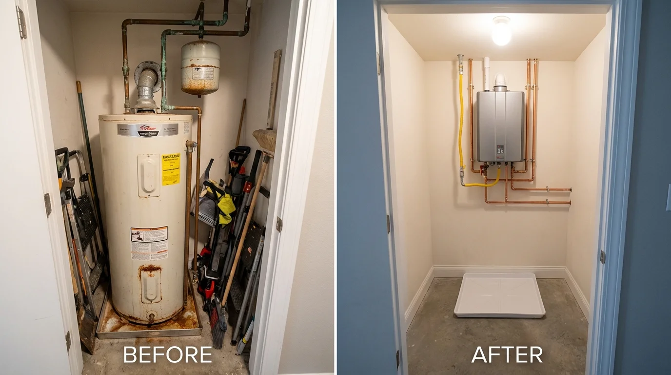 Tank water heater versus wall-mounted tankless unit comparison for Republic, MO homeowners
